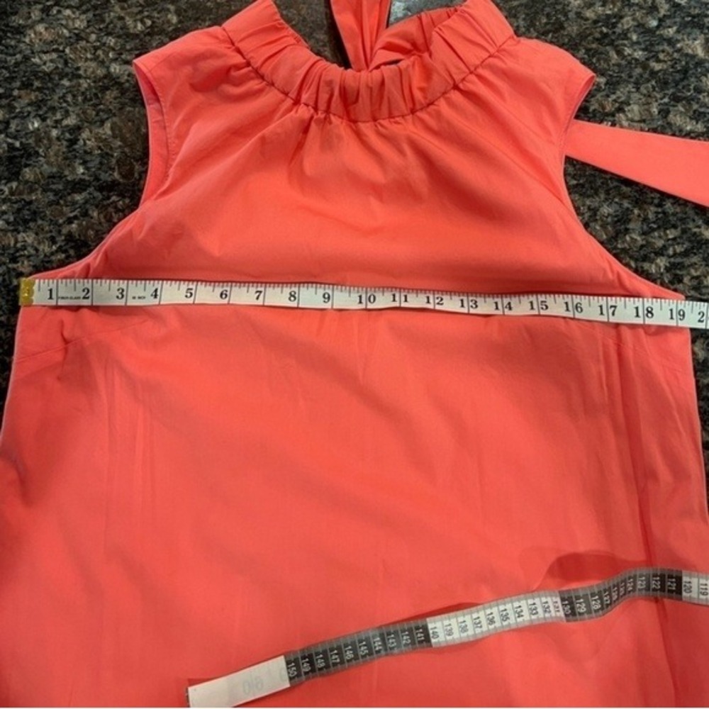 1901 Peach Medium Romantic Vibrant Feminine Halter Neck Sleeveless Shift Dress - Picture 9 of 9